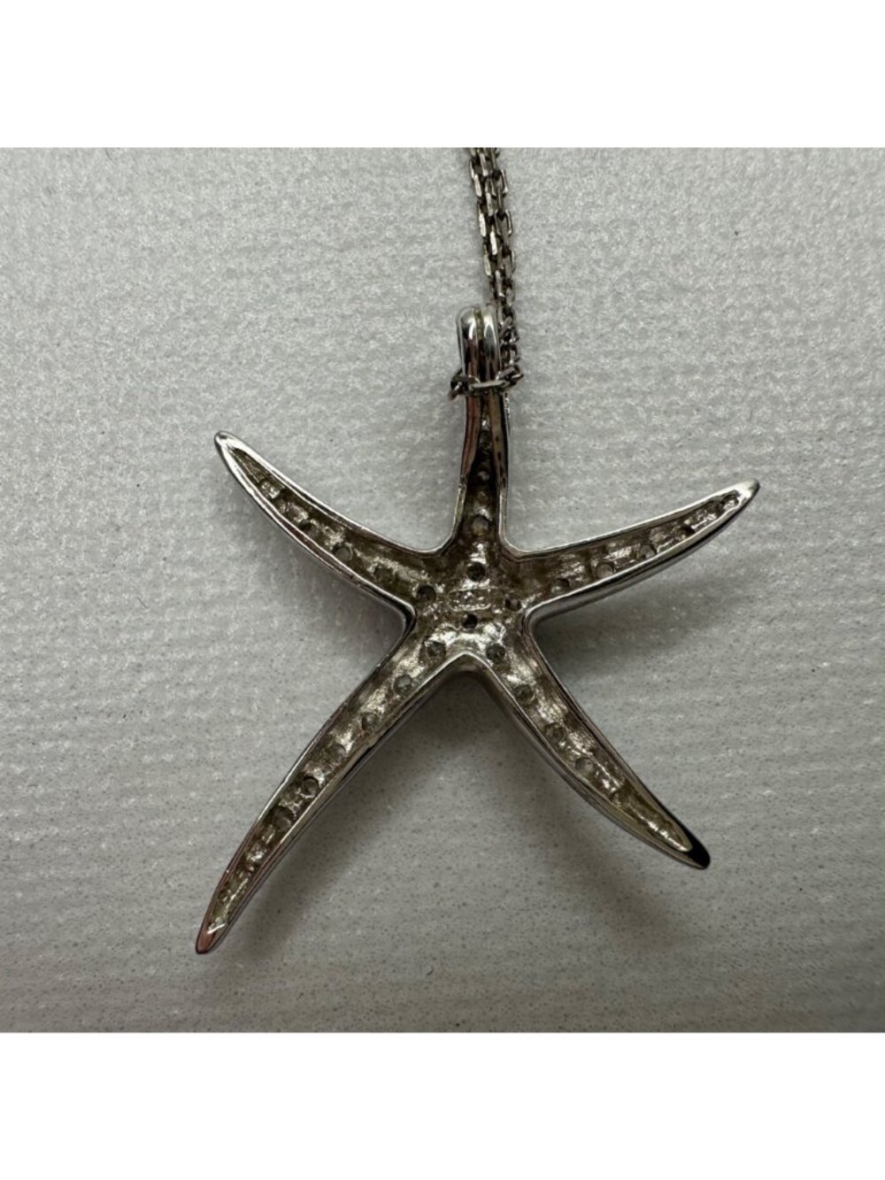Sterling Silver Starfish Pendant Pave CZs On 925 Italy Chain 18" 4.3g Mermaid - Picture 4 of 7